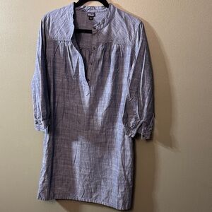 Patagonia Half-Snap Button Down Tunic Dress. Blue Denim Side Pockets. Size 6